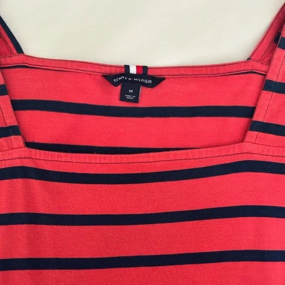 Tommy Hilfiger Red and Blue Square Neck Dress - Picture 3 of 5